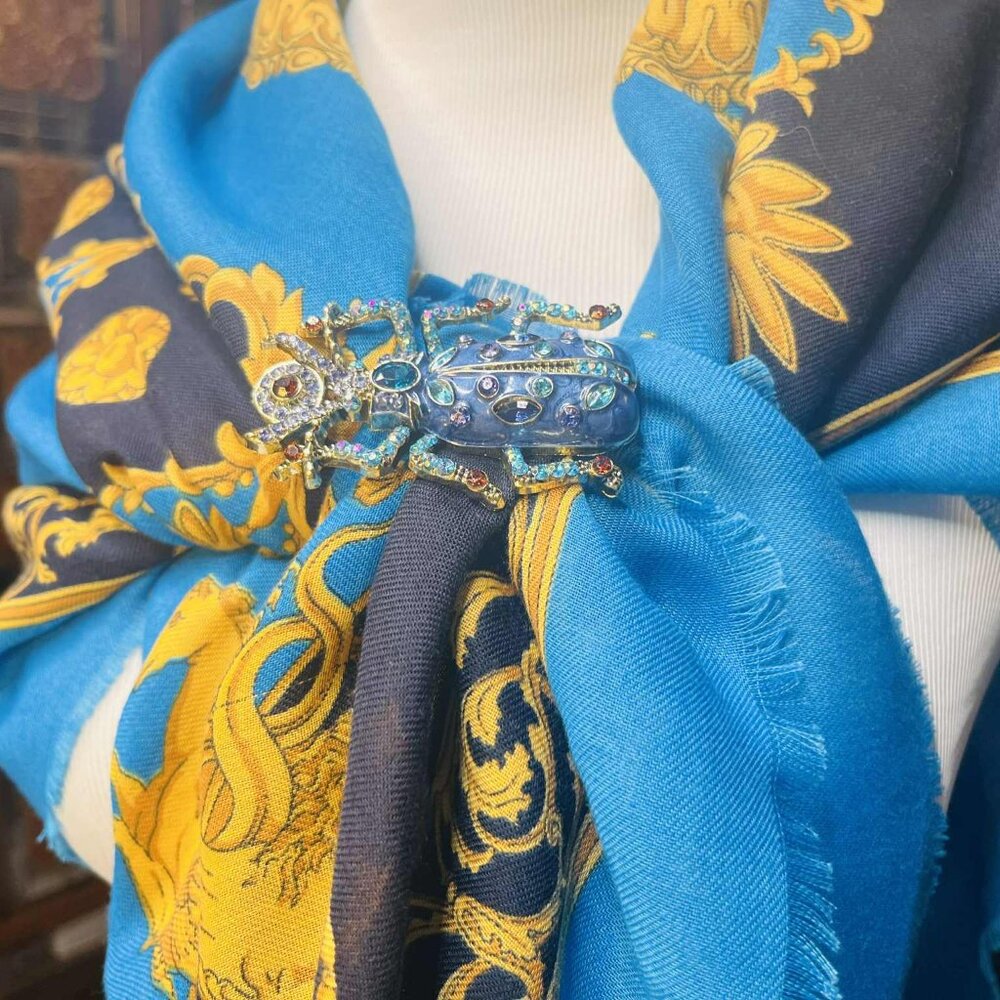 💙 Art of the Scarf – Vintage Italian Scarf-Italian Baroque Scarf